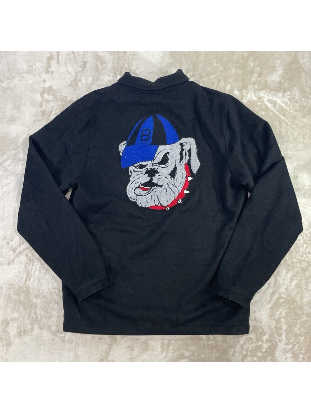 Butter Goods Bulldog Embroidered Full-Zip Wool Blend Black Jacket Mens Large